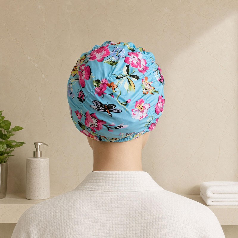 Pleated Fabric Swimming Cap for Women, Loose Fit Swim Hat