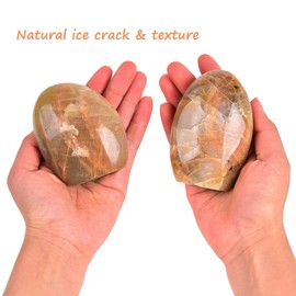 AMOYSTONE Orange Moonstone Decorative Stone Polished Slab Crystal Healing Reiki Home Decor, Single Irregular Small 0.4~0.7 LBS