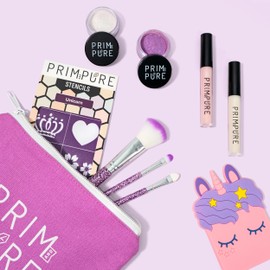 Prim and Pure Mineral Gift Set with Unicorn Mirror| Perfect for Play Dates & Birthday Parties | Kids Eyeshadow Makeup – Mineral | Organic & Natural Makeup Kit for Kids| Made in USA (Purple)