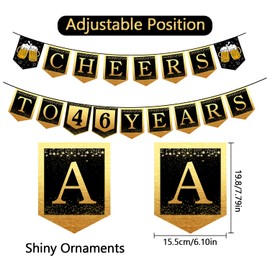 46th Happy Birthday Banner, 46 Year Old Birthday Decorations for Women or Men, Amazing Party Bunting Decoration, Hanging Decor for Mother or Dad