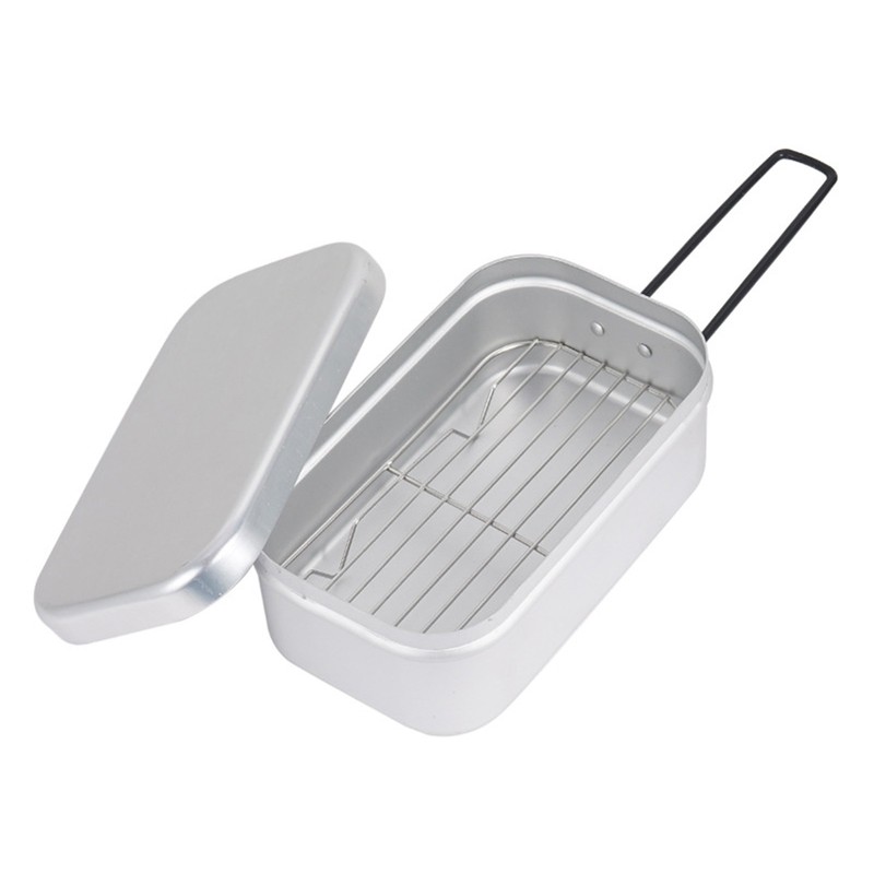 Aluminum Lunch Box Folding Handle Portable Stainless Steel Light Weight