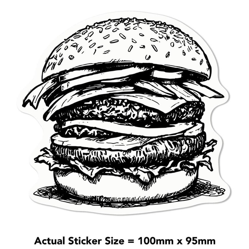 Medium 100mm 'Stacked Burger' Permanent Sticker Decal for Cars/Windows/Bins/Walls etc