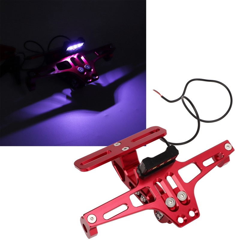 Motorcycle License Plate Mount Adjustable License Plate Holder with Taillight
