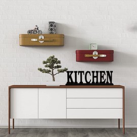 YUMBOR Black Wooden Cutout Kitchen Letters Freely Standing Sign Table Kitchen Décor Kitchen Tabletop Fireplace Mantel Centerpiece Decoration Standing Rustic Wood Block Letters Decoration (Kitchen)