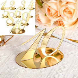 10Pcs Table Numbers for Wedding Reception Wedding Numbers with Holder Elegant Mirror Table Signs for Engagement Party Birthday Anniversary Event Catering(Gold),Hand Tools Kits,Springtok