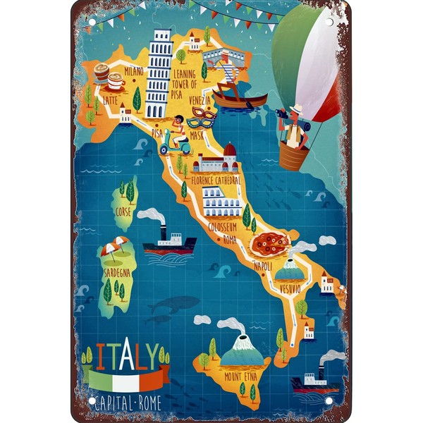 Letrero decorativo retro de metal de 8 x 12 pulgadas