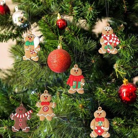 Baiinjiene 12pcs Gingerbread Man Ornaments for Christmas Tree, Assorted Plastic Gingerbread Figurines Ornaments, Christmas Tree Hanging Decorations (12 Gingerbread Man Ornaments)