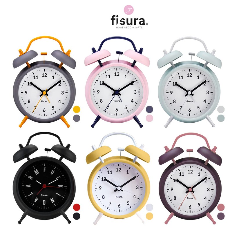 FISURA Analogue Alarm Clock, Metal, Black, Standard