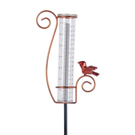 HOBYLUBY Cardinal Rain Gauge Outdoor, 7 Inch Metal Rain Gauges for Measuring Precipitation, Patio, Garden Yard Decor