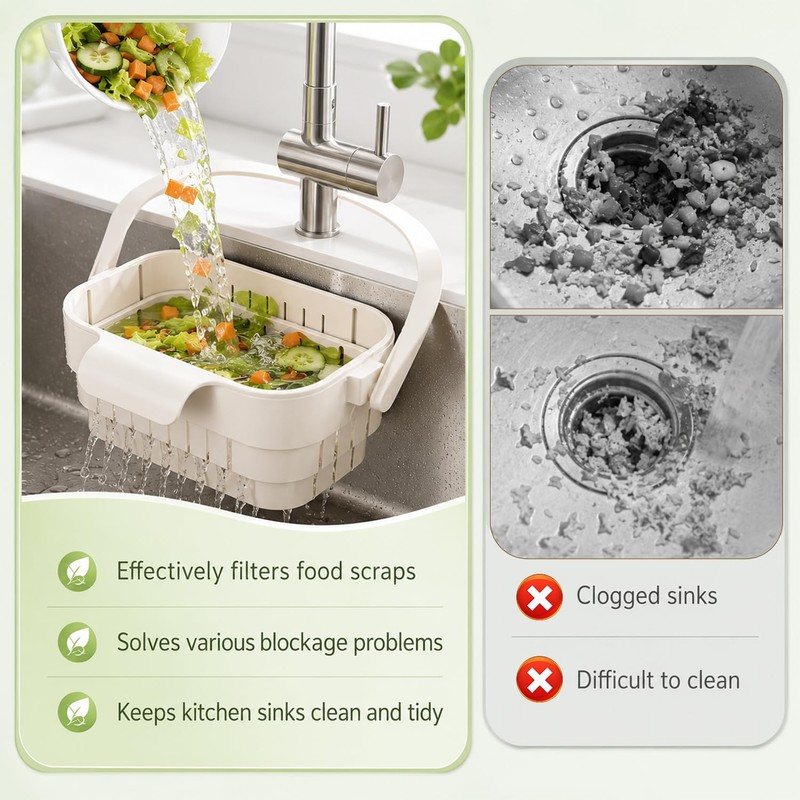 Foldable Hanging Sink Drain Basket, 2026 Upgraded Foldable Kitchen Sink