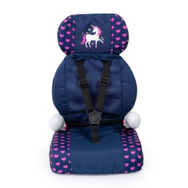 Bayer Design 67554AA Deluxe Doll Car Seat, Doll Accessories, with Strap, Blue, Pink, Unicorn, Small