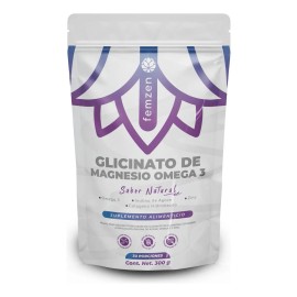 Glicinato de Magnesio 300 g Femzen para Mujer Con Omega 3 Colágeno Hidrolizado Inulina de Agave y Zinc Apoyo Integral al Bienestar Femenino 30 Porciones Sin Azúcar Alta Absorción