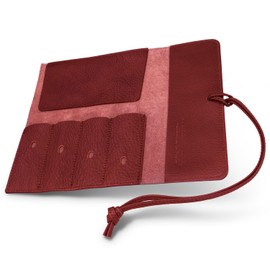 Leather Workshop Innoshima Genuine Leather Pen Case, Fountain Pen Case, 4 Pens Type, red, retro