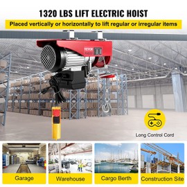 VEVOR Electric Hoist, 1320LBS Electric Winch, Steel Electric Lift, 110V Electric Hoist with Wireless Remote Control