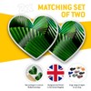 2 x 7.5cm Heart Stickers - Pleated Leaves Fan Palm