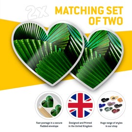 2 x 7.5cm Heart Stickers - Pleated Leaves Fan Palm Licuala Cordata Decals 46137