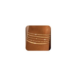 DIFOMI Dainty Gold Bracelets for Women,14K Real Gold Plated Twist Snake Paperclip Chain Beaded Bracelets Set Gold Jewelry for Women