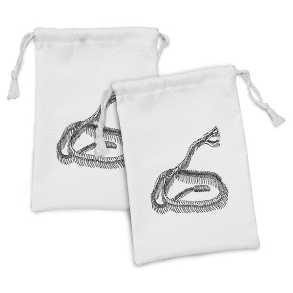 Lunarable Reptile Fabric Pouch Set of 2, Black and White