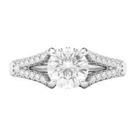 Sterling Silver Split Shank Trellis Simulated 1.0 CT Diamond Engagement Ring Promise Bridal Ring For Women (S)