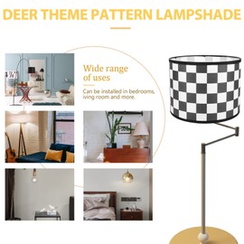 jojofuny Fabric Drum Lamp Shade Checkered Lampshade for Floor Lamp Bedside Table Lamp Round Chandelier Lamp Cover E27 Cloth Clip on Light Shade Replacement Black White 22x17cm