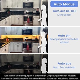 WOBANE WOBANE LED Band mit Bewegungsmelder, Wiederaufladbar Kleiderschrank Beleuchtung,2m LED Sensor Licht Schrankleuchten, LED Schrankbeleuchtung fr Kche,Kleiderschrank,Treppe,Bett,2700K Warmwei?,1 pack