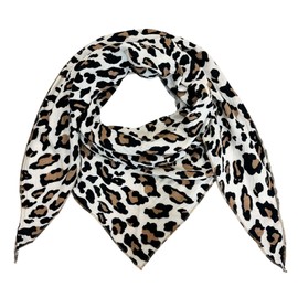 Leopard Triangle Scarf Made of 100% Cotton Spring Unisex Plain Fashion Stole Scarf Transition Period Italy Summer Knitted Scarf Knitted Scarf Leo, coffee
