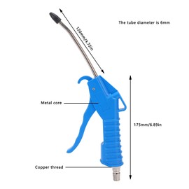 Air Blow Gun, Rubber Guard Bent Air Nozzle, Pneumatic Air Compressor Accessories Dust Cleaning Tool, Industrial Household Air Blower Gun with Tip Quick Connector, High Pressure