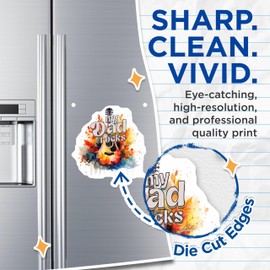 (2 Pack) Dad Rocks Magnets - Guitar Theme - Fun Dad Quote - Family - Home Magnetic Art - 5" On Longest Side - for Cars, Fridges, Toolboxes - Made in USA - MAG4143