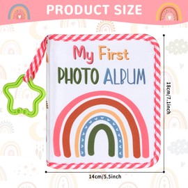 ZOIIWA Baby's My First Family Album Soft Photo Cloth Book Boho Rainbow My First Book of Photos Baby Memory Album Gift Holds 4x6 Pictures for Babies Newborn Toddler & Kids Baby Shower