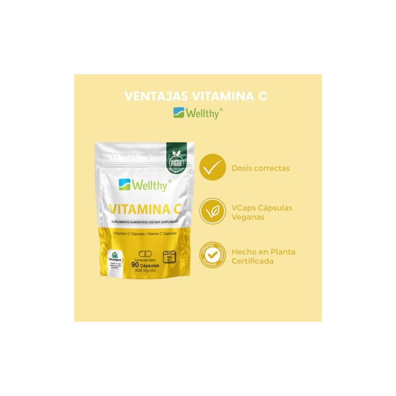 Wellthy Vitamina Cápsulas 300mg Solo Cápsula Día Vcaps Capsulas Veganas