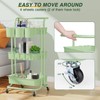 LEHOM 3-Tier Rolling Mobile Utility Cart with Hanging Cups &
