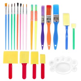 20 Pieces Kids Painting Tools Set Kids Paint Brushes Art Brushes Beginner Painting Tools Brush Bristles Painting Brushes Suitable for Kids Painting and Art Projects (Color)