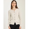 Allegra K Women's Lightweight Button Cardigan Crewneck Long Sleeve Sweaters