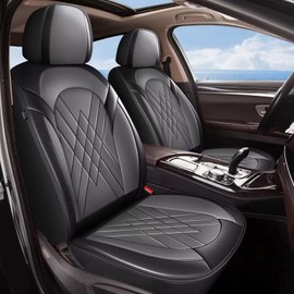 YORKNEIC Full Sets Car Seat Covers for Hyundai Kona 2018-2025: Faux Leather Seat Covers Waterproof Automotive Vehicle Protector with Airbag Compatible(5 Seats, Black&Grey)