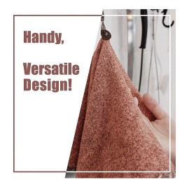 myHomeBody Hand Towels for Kitchen  Soft, Absorbent Charcoal Fiber Bathroom Burnt Orange