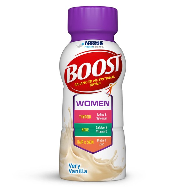 BOOST Women Balanced Nutritional Drink, Very Vanilla, 8 fl oz (Pack of 24)