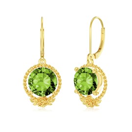 Seiyang Rose Peridot Birthstone Earrings 925 Sterling Silver Rose Flower Dangle Drop Leverback Earrings with August Birthstone Christmas Jewelry Gifts for Women Mom Her