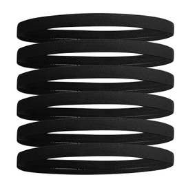 Elastic Sports Headbands, Thin Sport Hair Band Elastic Workout Men Hair Headband Stretchy Head Bands for Football Running Black 6 Pcs