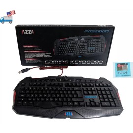 Azza NEW AZZA Poseidon PC Gaming Keyboard w/ Adj. RED Backlit,Win/Me