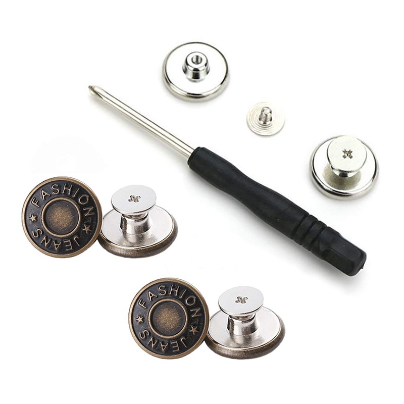 GIYOMI 20mm No Sewing Jeans Buttons Replacement Kit with Metal