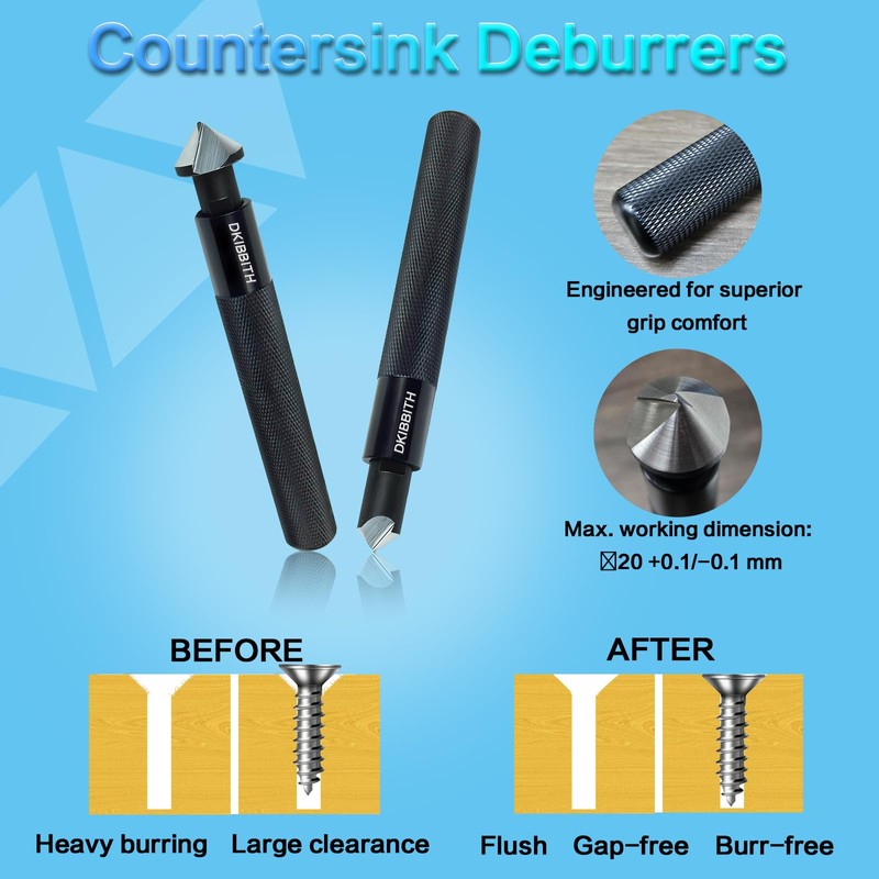 DKIBBITH 13-Piece Deburring Tool Set with 2 Countersinks & 11