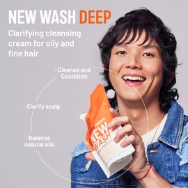 Hairstory New Wash Deep, Clarifying Cleansing Cream for Oily & Fine Hair, Shampoo & Conditioner Alternative, Removes Buildup & Restores Scalp, 20oz