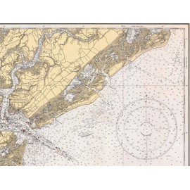 Charleston Harbor Approaches -1934 - Isle of Palms Folly, Kiawah, Edisto Islands South Carolina - Nautical Map Reprint 80000 AC Chart 1239