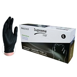 Extra Strong 4.5 mil Thick Heavy Duty Black Nitrile Powder & Latex Free Disposable Gloves Tattoo Mechanic (Box of 100, Mutliple Sizes) (Large)