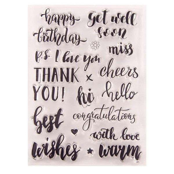 Best Wishes Happy Birthday Cheers Greeting Words Phrase Cards Rubber