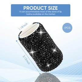 Hbxdeco Bling Car Lipstick Holder, Upright Insulating Auto Chapstick Holders No Melt, Rhinestone Automotive Lip Balm Holders, Vehicle Lipstick Organizer, Sparkling Car Accessories for Women (Black)