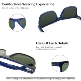 SunCristal Mens Sunglasses Vintage Polarized for Man - Mens Classic Retro Sunglasses Man Unisex UV400 Protection-black/navy blue eyewear