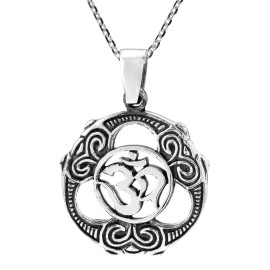 AeraVida Beautifully Ornate Aum or Om Sterling Silver Necklace