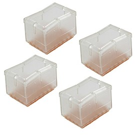 8pcs Rectangular Transparent Silicon Gel Chair Leg Caps Feet Pads Furniture Table Covers Wood Floor Protectors