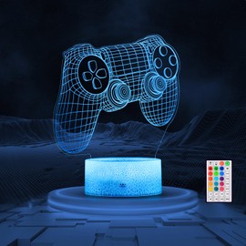 Gamepad 3D Illusion Lamp, Controller Night Light with Remote Control + Timer 16 Color Changing Desk Lamp Kids Gamer Room Decor Plug in Best Cool Festival Birthday Gift for Boy Girls